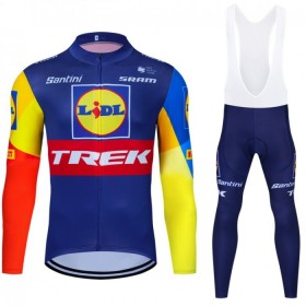 Fietskleding (Fietsshirt Lange Mouw + Lange Koersbroek) 2024 Lidl-Trek - Blauw